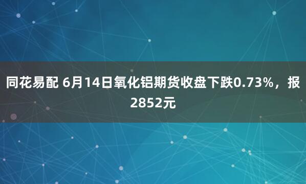 同花易配 6月14日氧化铝期货收盘下跌0.73%，报2852元